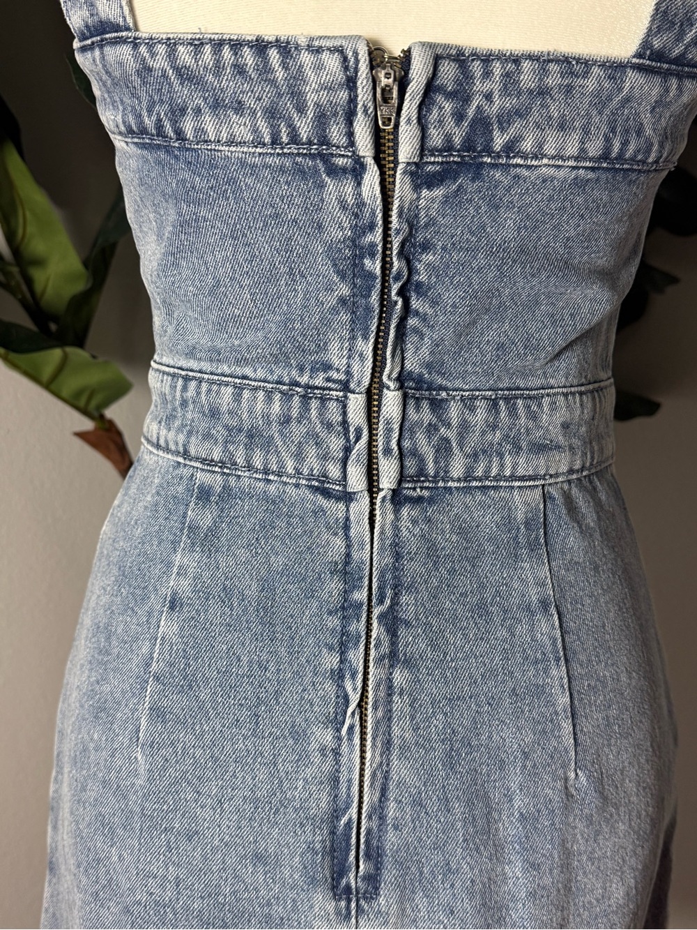 Amanda Uprichard Ace Denim Mini Dress Caspian Wash Blue - Picture 7 of 10